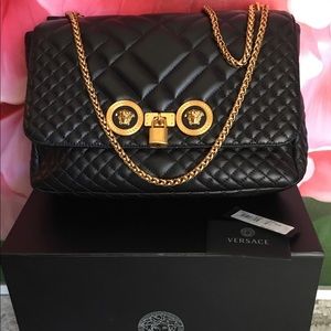 Versace Large Medusa Iconic Handbag Black Leather